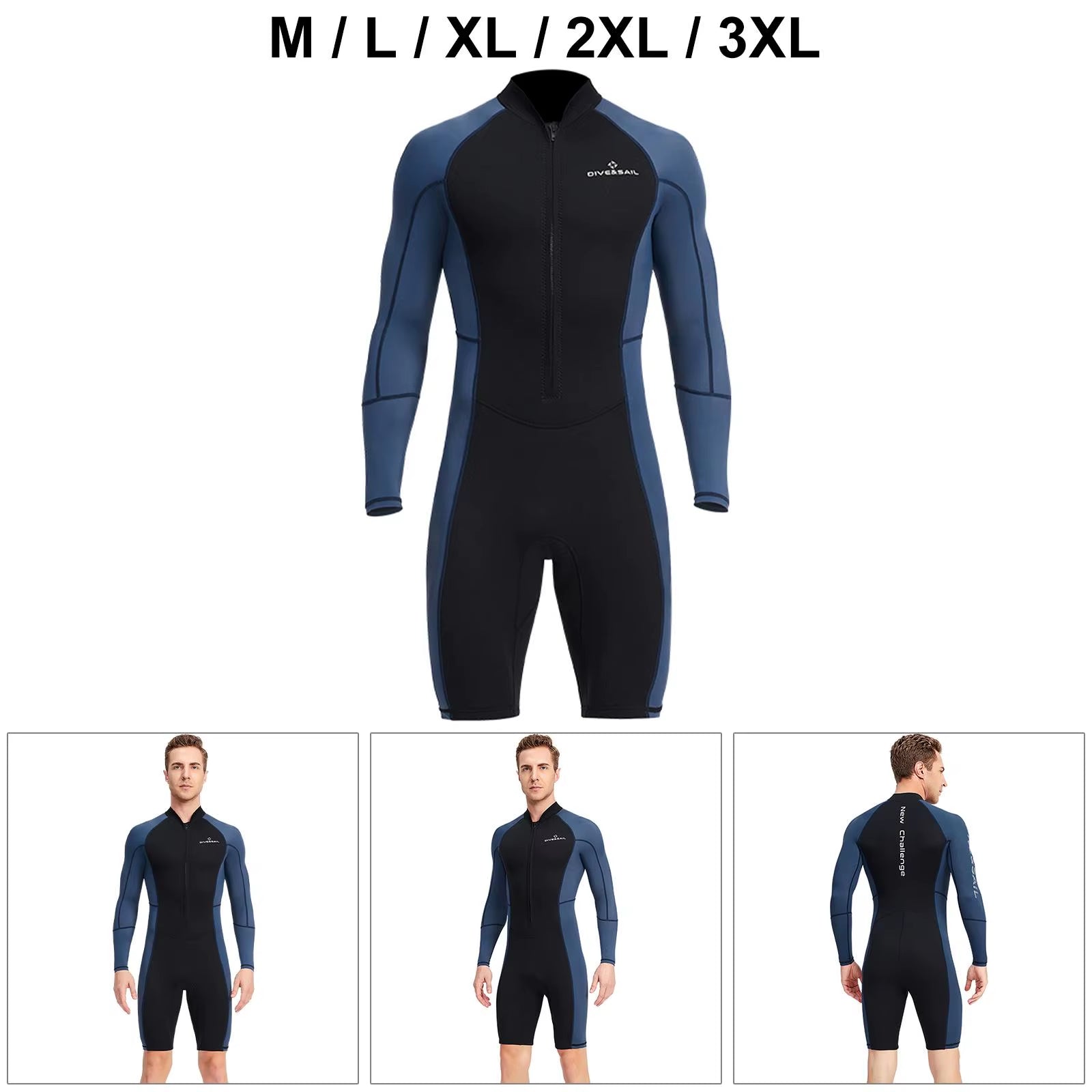 Men Wetsuit Diving Suit Protection Front Zip Wet Suit for Water Sports