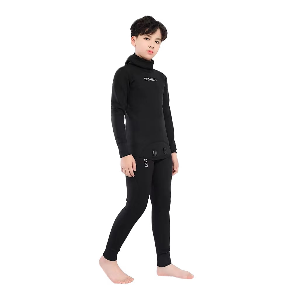 Neoprene Wetsuits 2.5Mm Long Sleeve Fission Hooded 2 Pieces Toddlers/Youth Thermal Swimsuits Kids Boys Girls Children Wetsuit