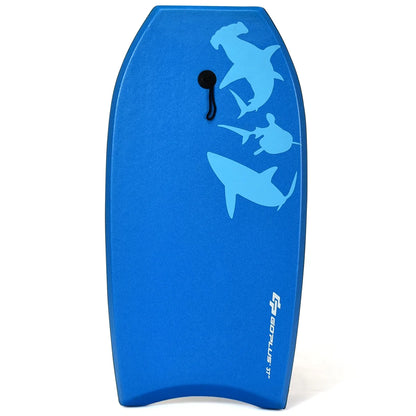 Goplus 41'' Lightweight Super Bodyboard Surfing W/Leash EPS Core Boarding Blue Shark