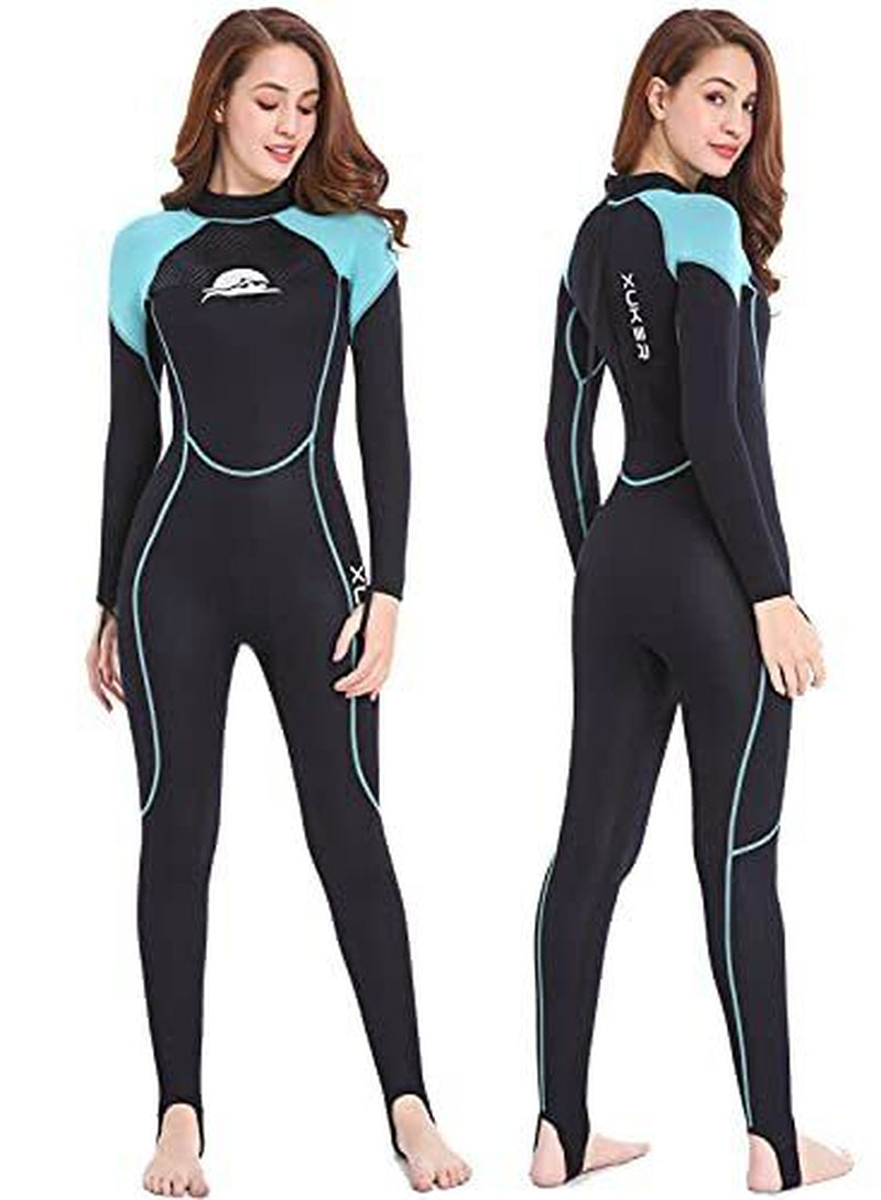 Women Men Wetsuit 2Mm 3Mm, Neoprene Wet Suits Front/Back Large Blue 2Mm Women