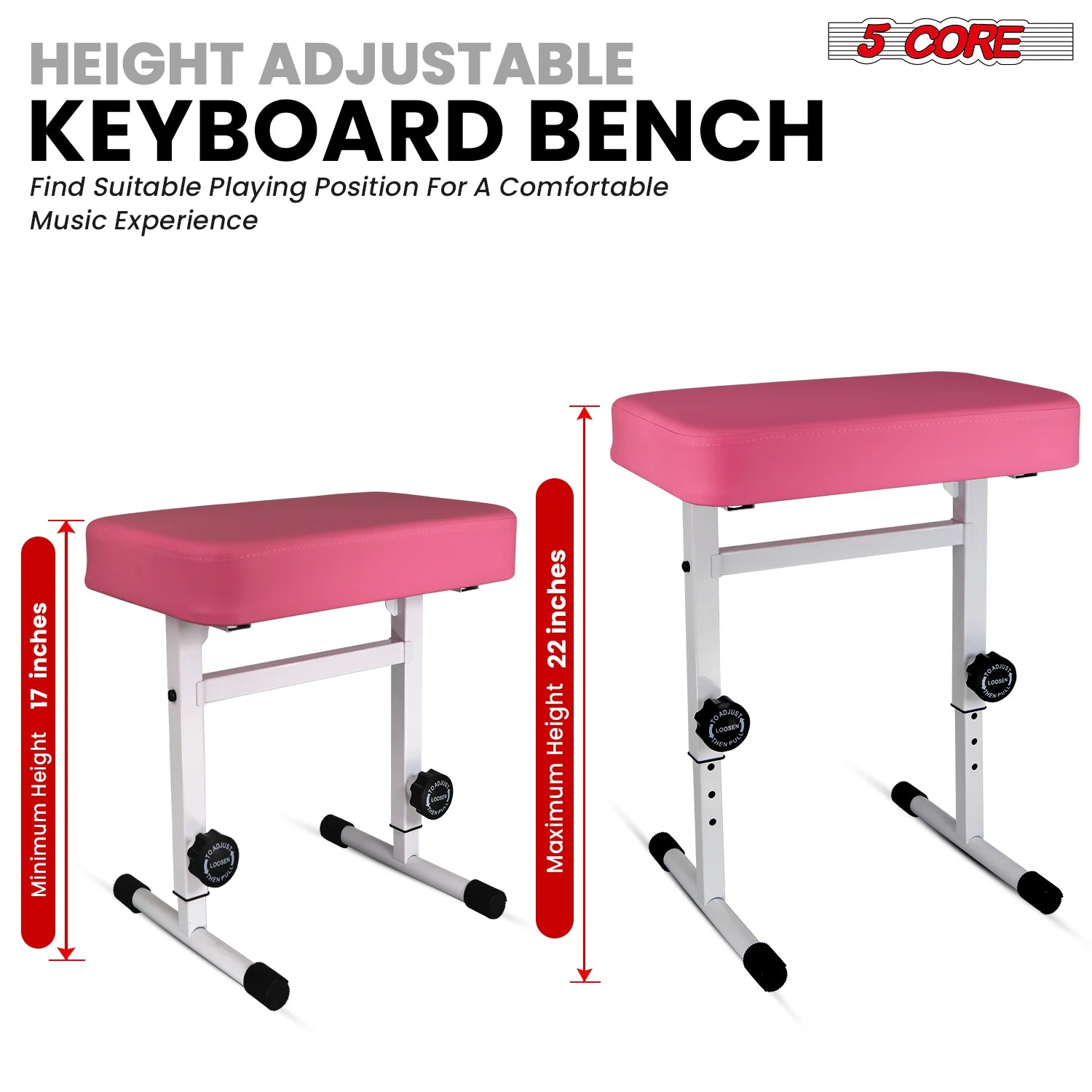 5CORE Keyboard Bench Piano Stool Thick Padded Seat Height Adjustable Keyboard Chair