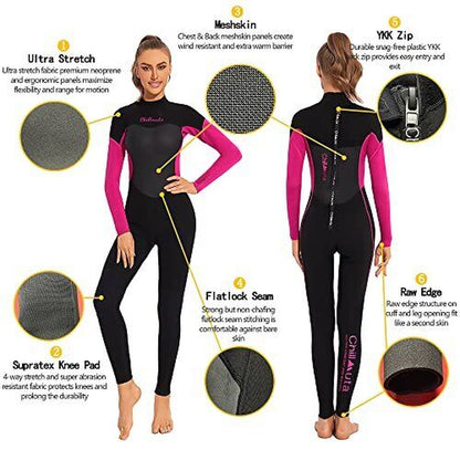 Women'S 3/2Mm Full Body Surfing Wetsuit, Warm and Ultra Stretch Flatlock 8